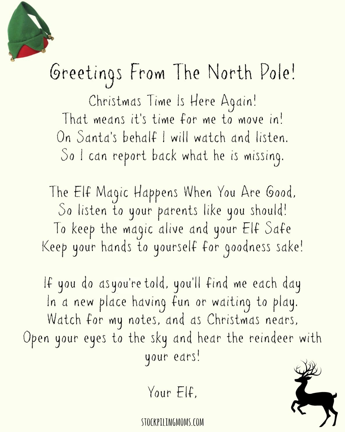 elf on a shelf welcome letter printable - stockpiling moms™